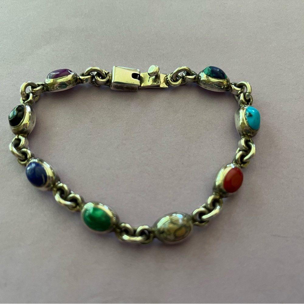 950 taxco mexico silver bracelet multi stone
